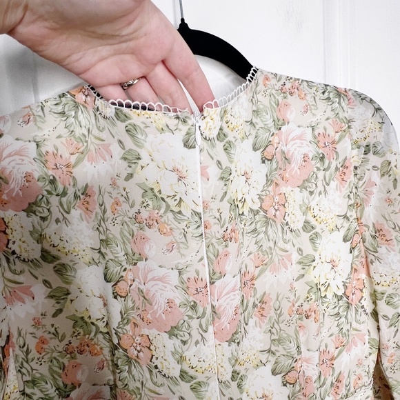 Ivy City Co. Bree Womens Ivory Peach Floral Long Sleeve Maxi Dress Size Medium - Picture 6 of 10